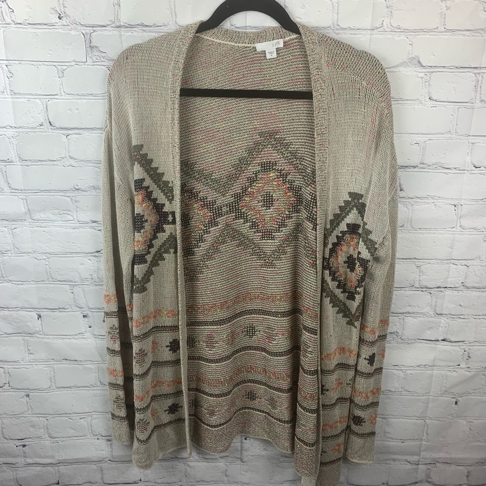 J.Jill Pattern Open Front Front Knit Sweater